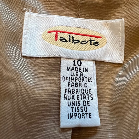 Talbots Wool Cashmere Tan Houndstooth Plaid Preppy Old Money Blazer Size 10 - Picture 2 of 9